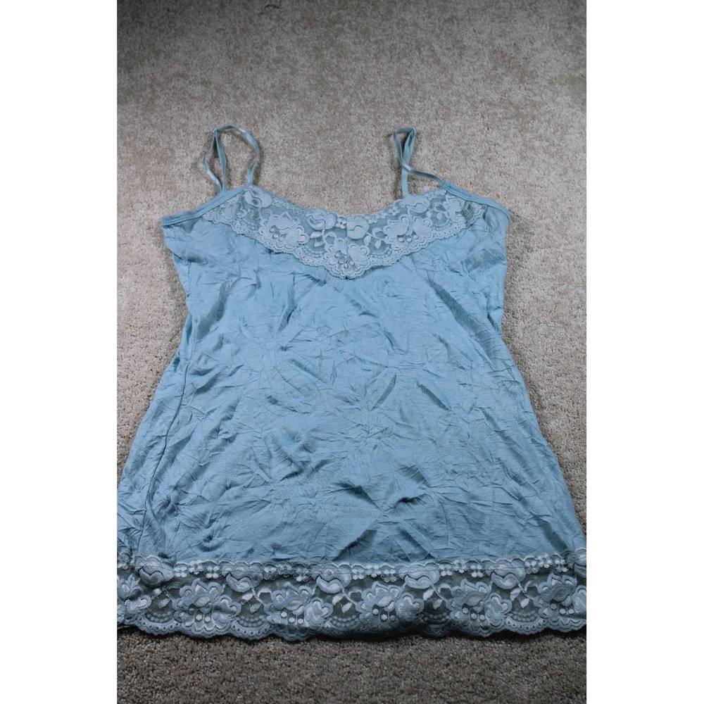 Maurices Camisole Womens Medium Blue Lace Trim Tank Top Sleeveless Lingerie Cami